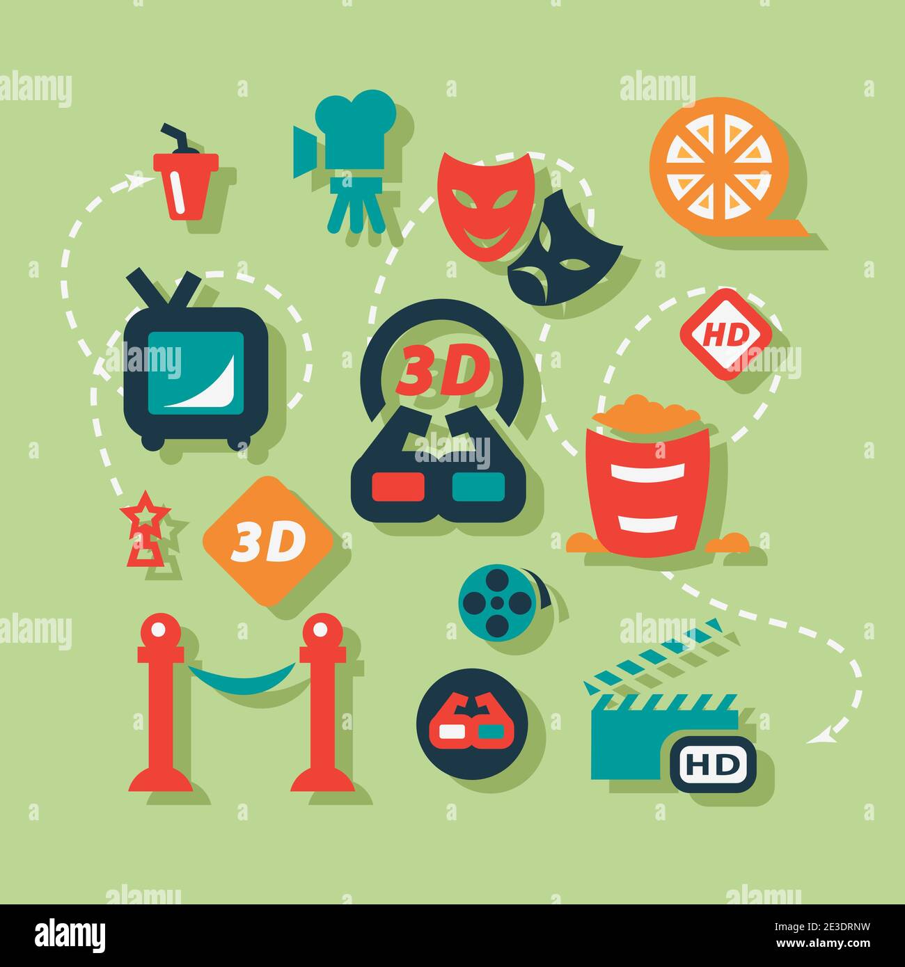 Movie Icons Set in Flat Design Style Stock Vector Image & Art - Alamy