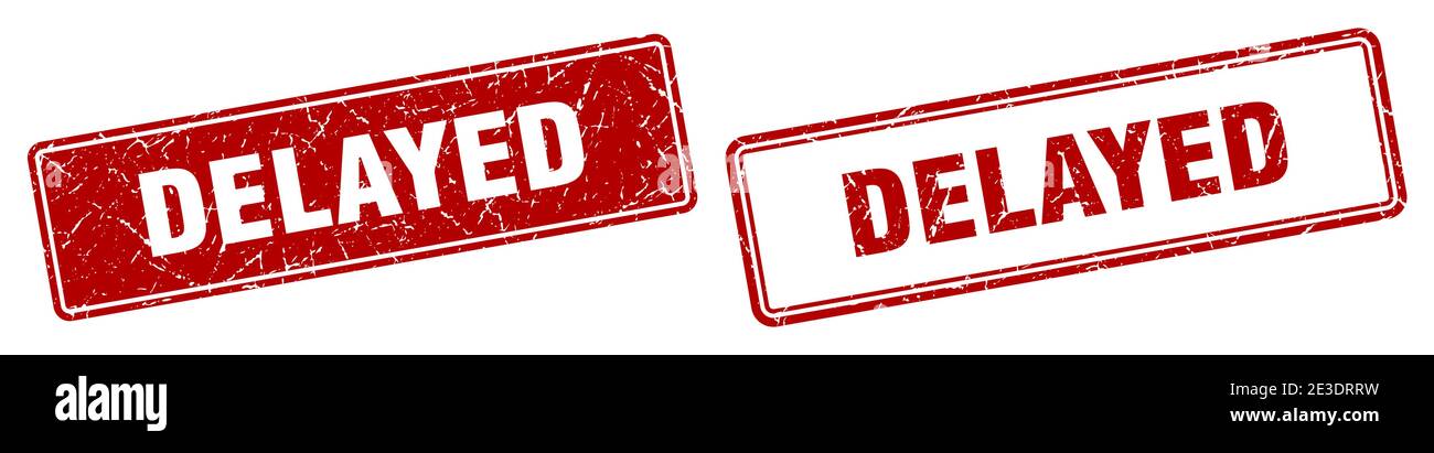delayed square stamp. delayed grunge sign set Stock Vector