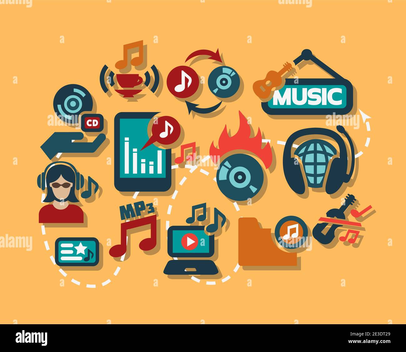 Flat Vector Music Icon Set for web and mobile Stock Vector Image & Art ...