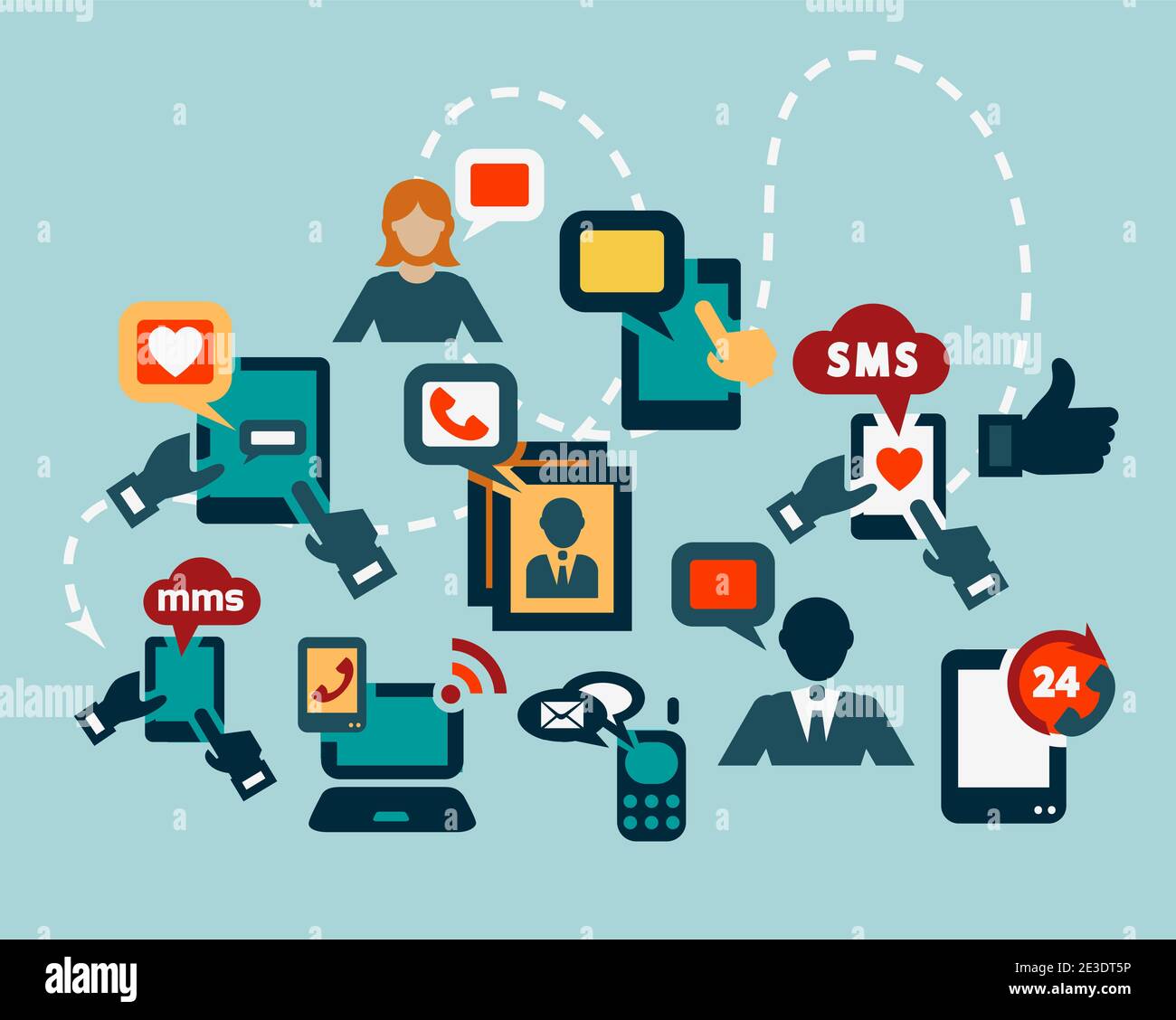 Flat Communication Icons Set for web and mobile Stock Vector Image ...