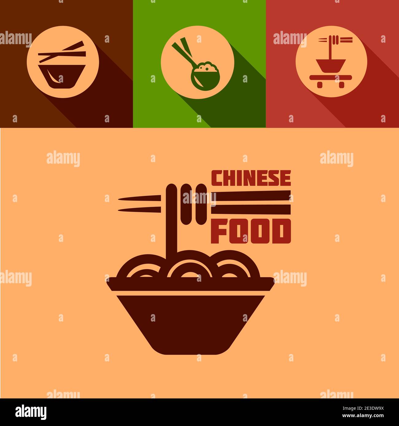 Flat Chinese Design Elements in Flat Design Style. Stock Vector
