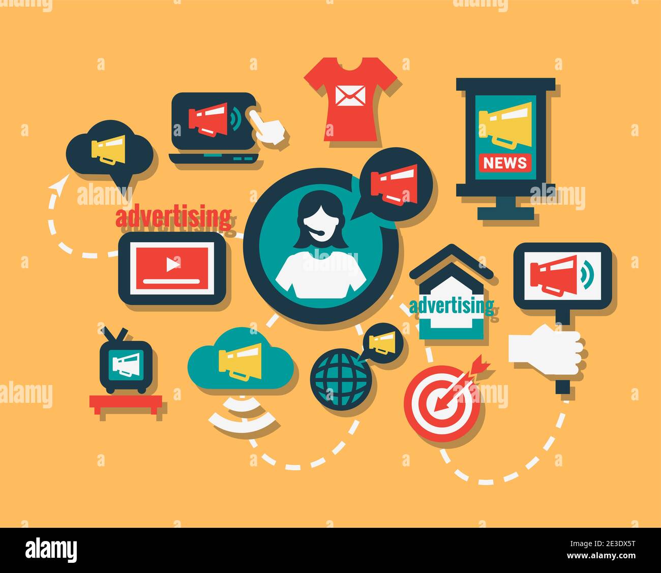 Advertising Icons Set in Flat Design Style Stock Vector Image & Art Alamy