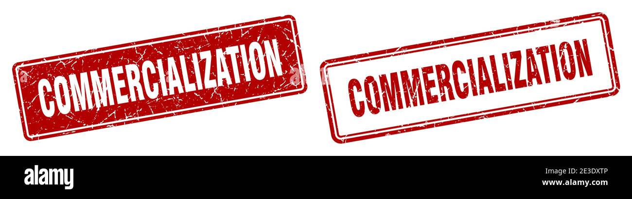 commercialization square stamp. commercialization grunge sign set Stock Vector