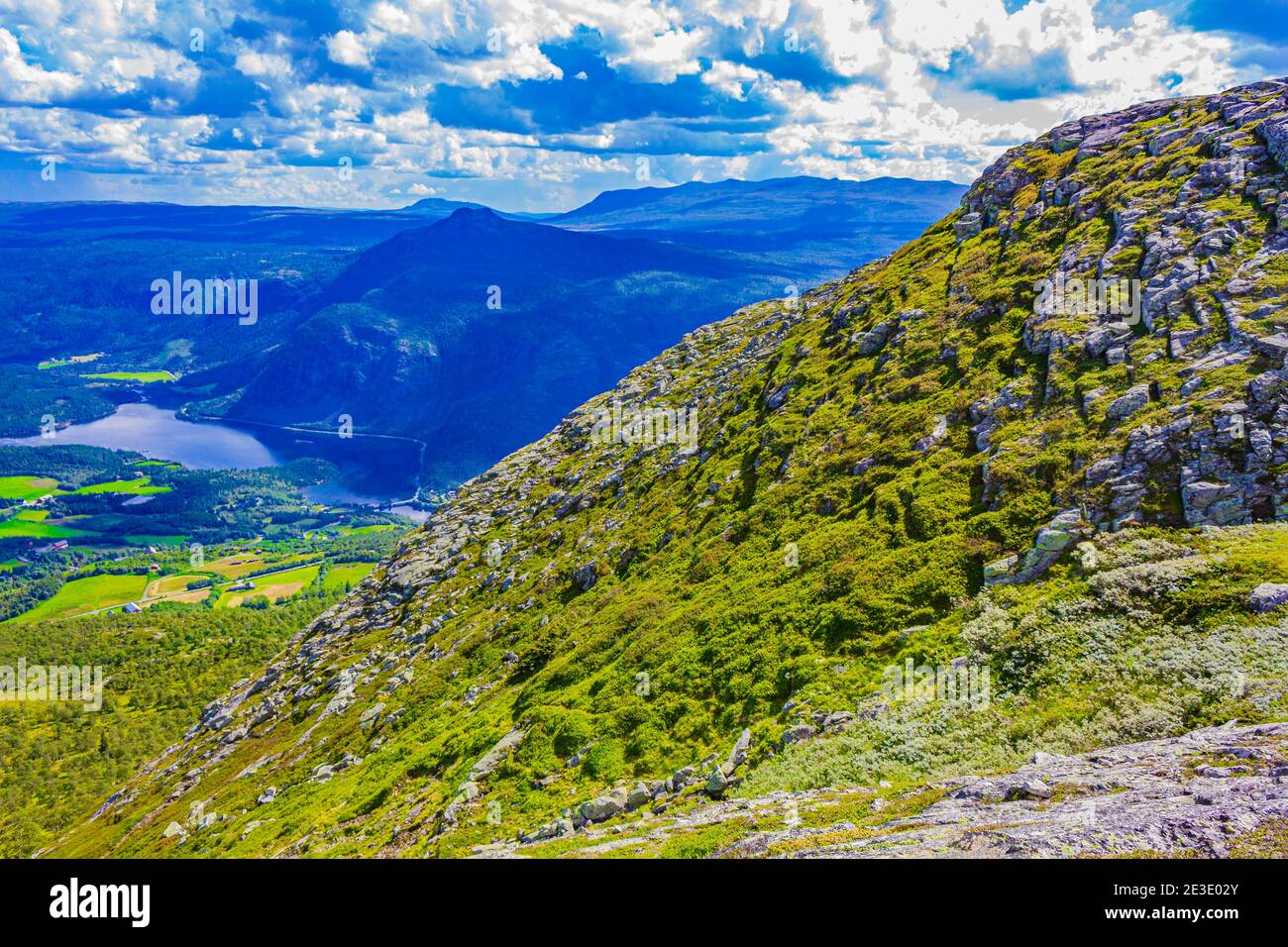 Mountain landscape panorama and lake Vangsmjøse in Vang i Valdres, Norway  Stock Photo - Alamy