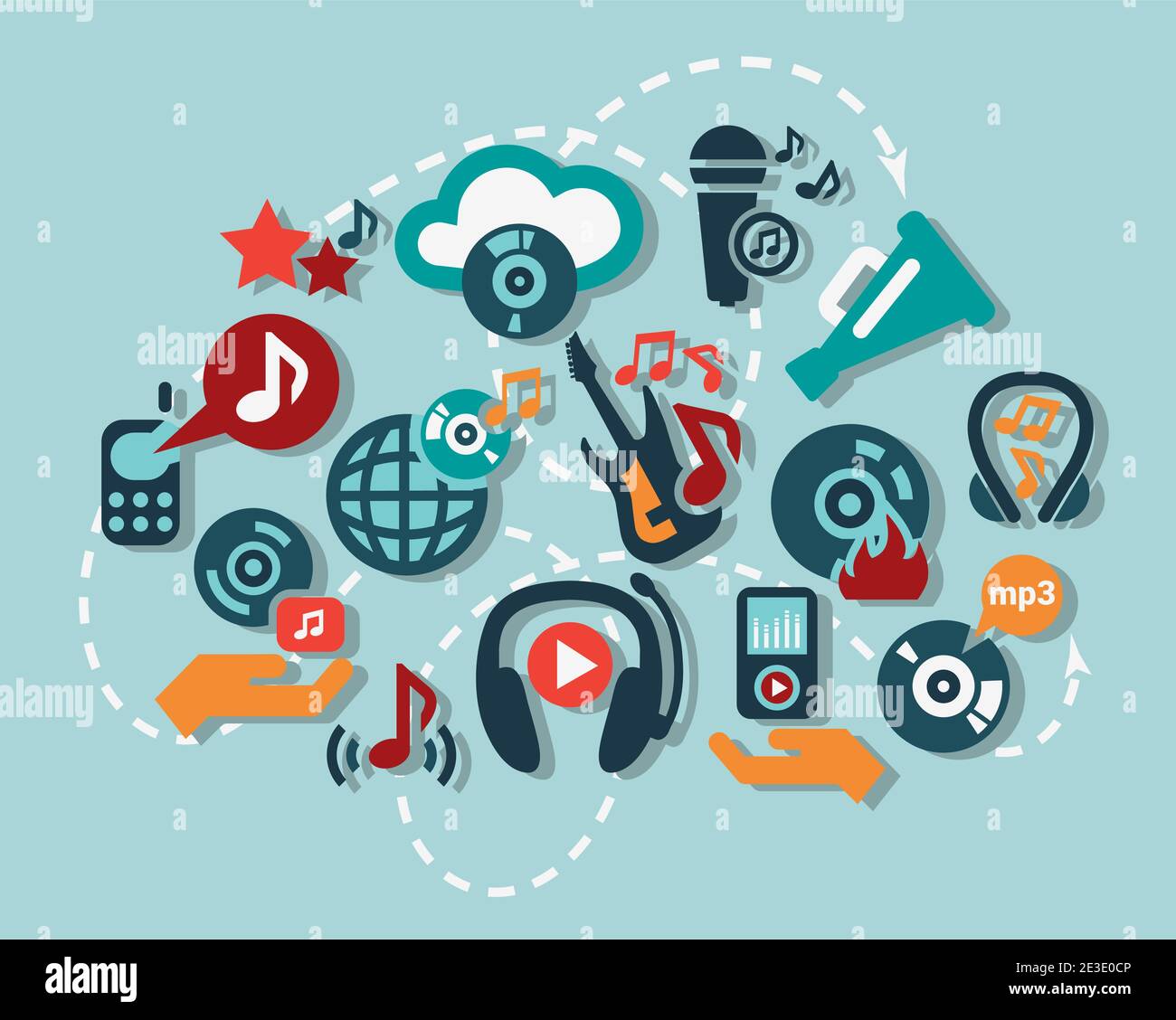 Flat Vector Music Icon Set for web and mobile Stock Vector Image & Art ...