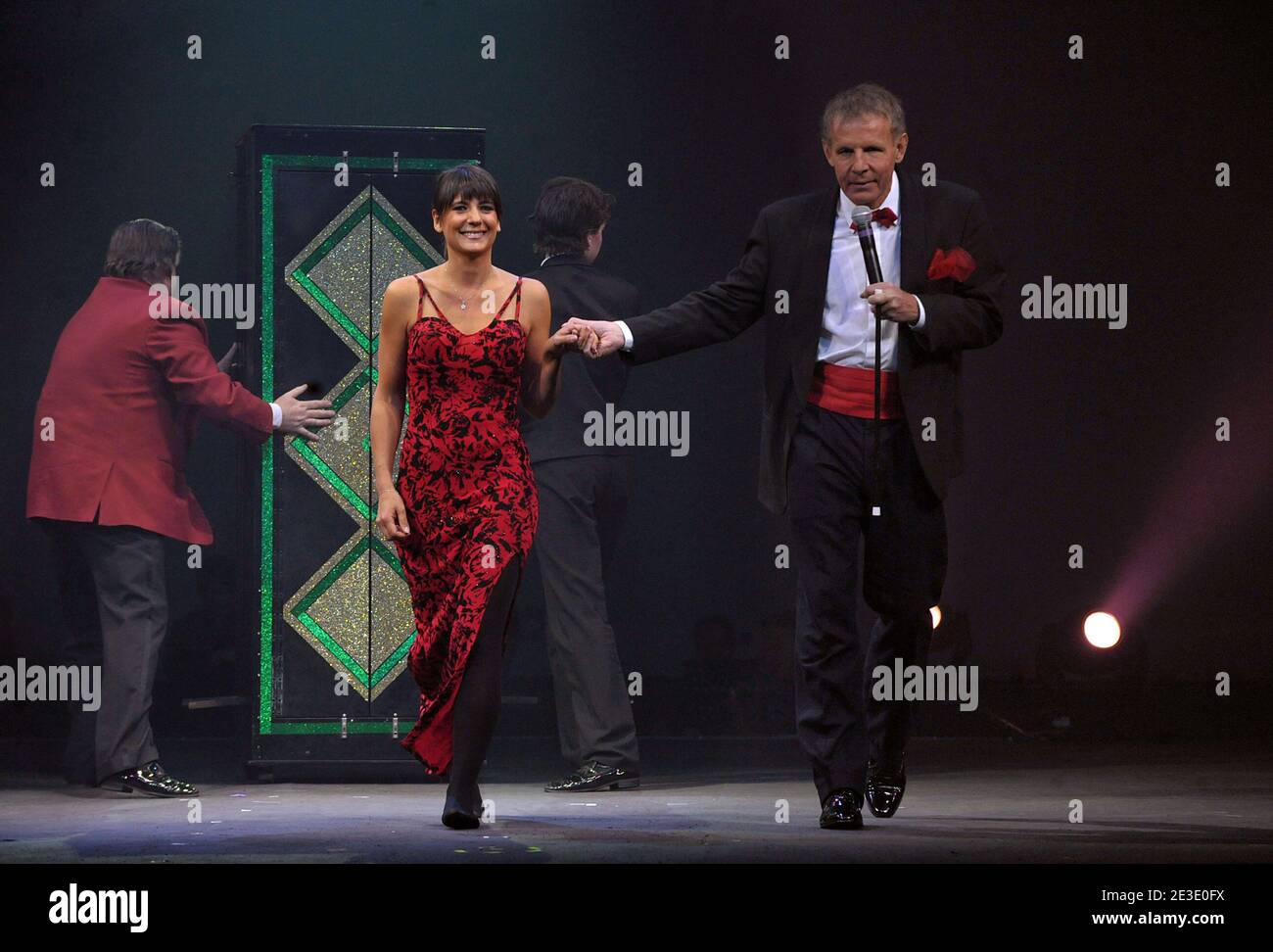 Patrick Poivre d'Arvor and Estelle Denis perform during the 11th Gala De La Presse to benefit the NGO 'Action Innocence' at the Cirque Phenix in Paris, France on January 9, 2009. Photo by Giancarlo Gorassini/ABACAPRESS.COM Stock Photo