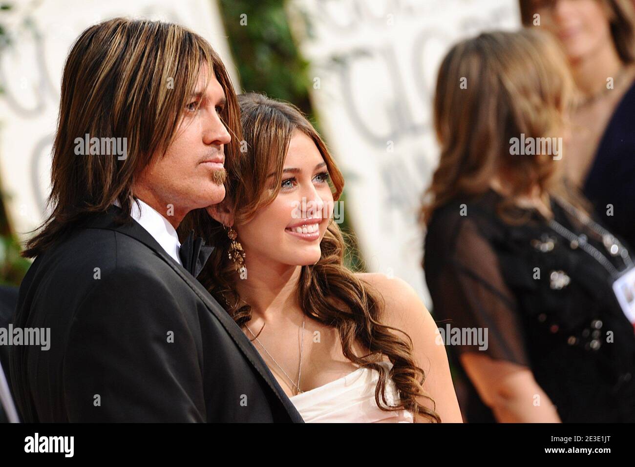 Billy Ray Cyrus and daughter Miley Cyrus arriving at the 66th Annual Golden Globe Awards ceremony held at the Beverly Hilton Hotel in Beverly Hills, Los Angeles, CA, USA on January 11, 2009. Photo by Lionel Hahn/ABACAPRESS.COM Stock Photo