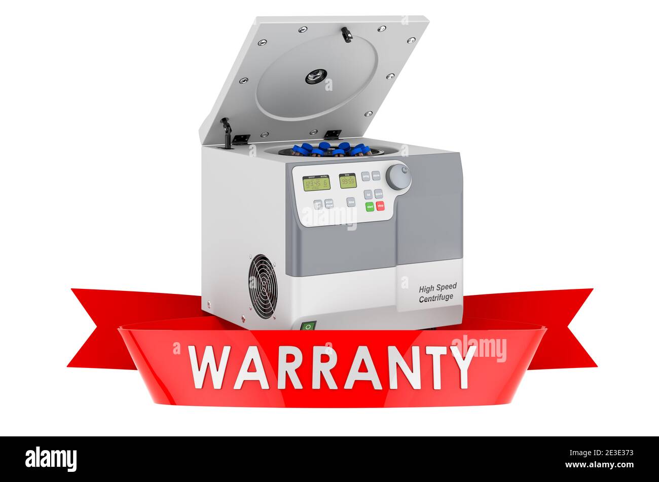 Laboratory centrifuge warranty concept. 3D rendering isolated on white ...
