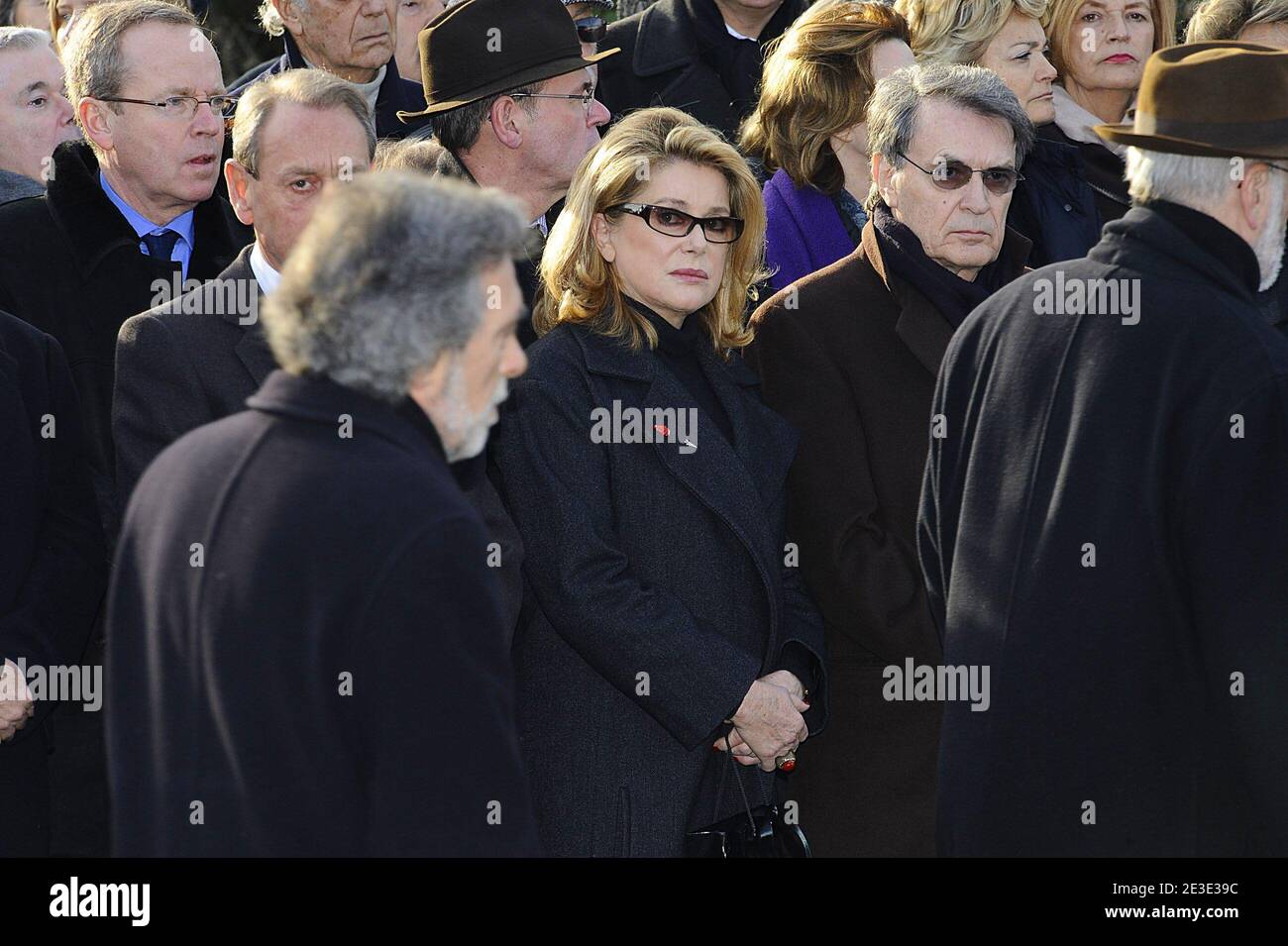 Catherine Deneuve attending the funeral ceremony of French producer, director and actor Claude Berri at Bagneux cemetery's jewish district near Paris, France on January 15, 2009. Claude Berri, a legendary figure of French cinema since more than a half-century, died of a 'cerebral vascular' problem few days ago. He had his most recent success with 'Bienvenue chez les Ch'tis' ( Welcome to the Sticks), which has been seen by 20 million people in France. Photo by ABACAPRESS.COM Stock Photo