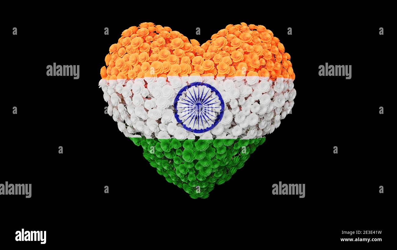 India National Day. August 15. Independence Day. Heart shape made ...