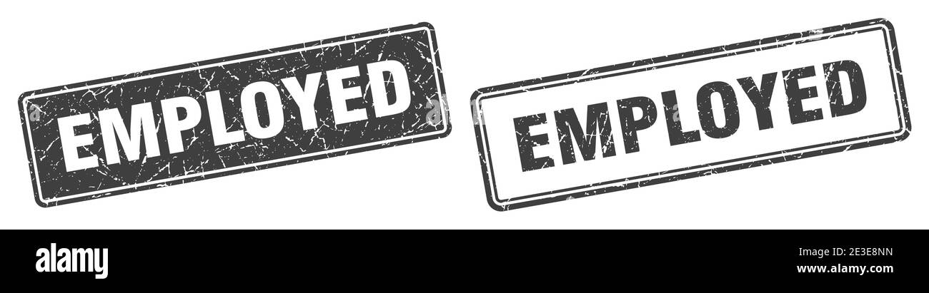 employed square stamp. employed grunge sign set Stock Vector