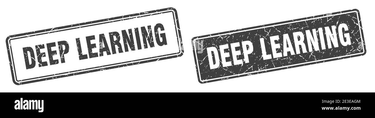 deep learning square stamp. deep learning grunge sign set Stock Vector ...