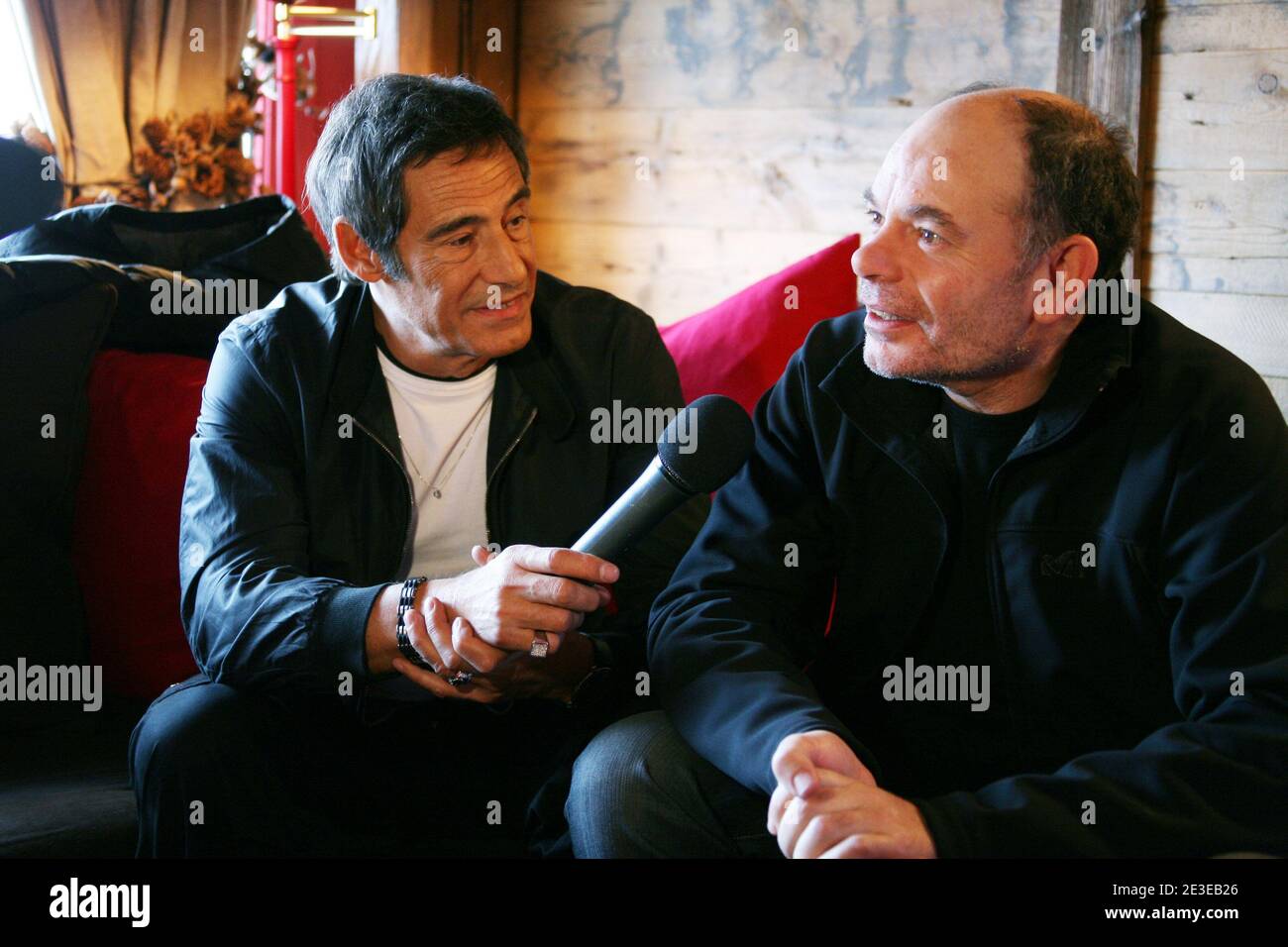 Gerard Lanvin and Jean-Pierre Darroussin pose during the 12th 'Alpe d'Huez comedy Film Festival' held at l'Alpe d'Huez, France on January 23, 2009. Photo by Guignebourg/Taamallah/ABACAPRESS.COM Stock Photo