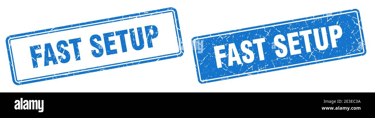 fast setup square stamp. fast setup grunge sign set Stock Vector