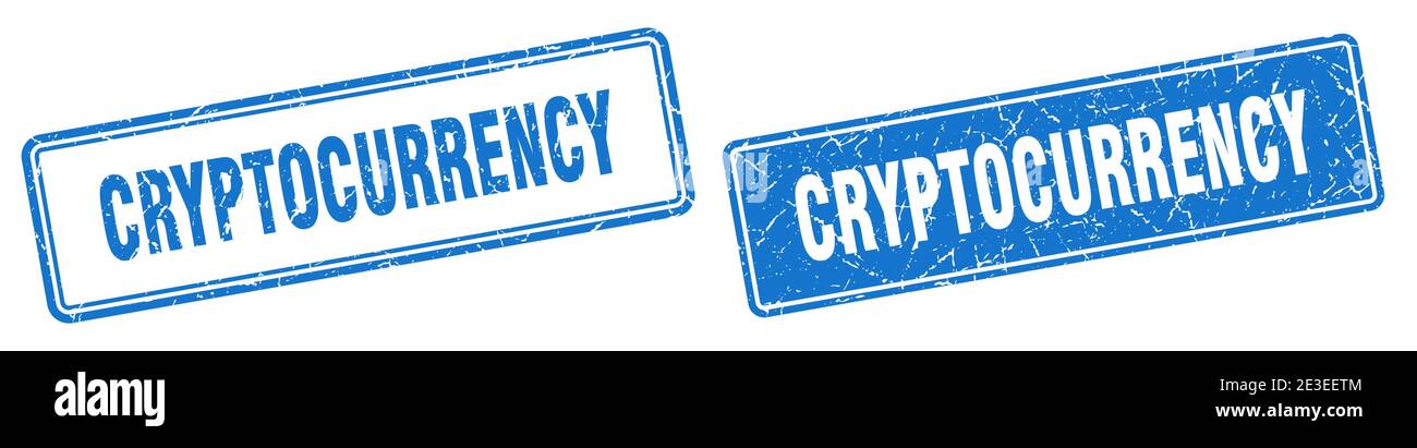 cryptocurrency square stamp. cryptocurrency grunge sign set Stock Vector