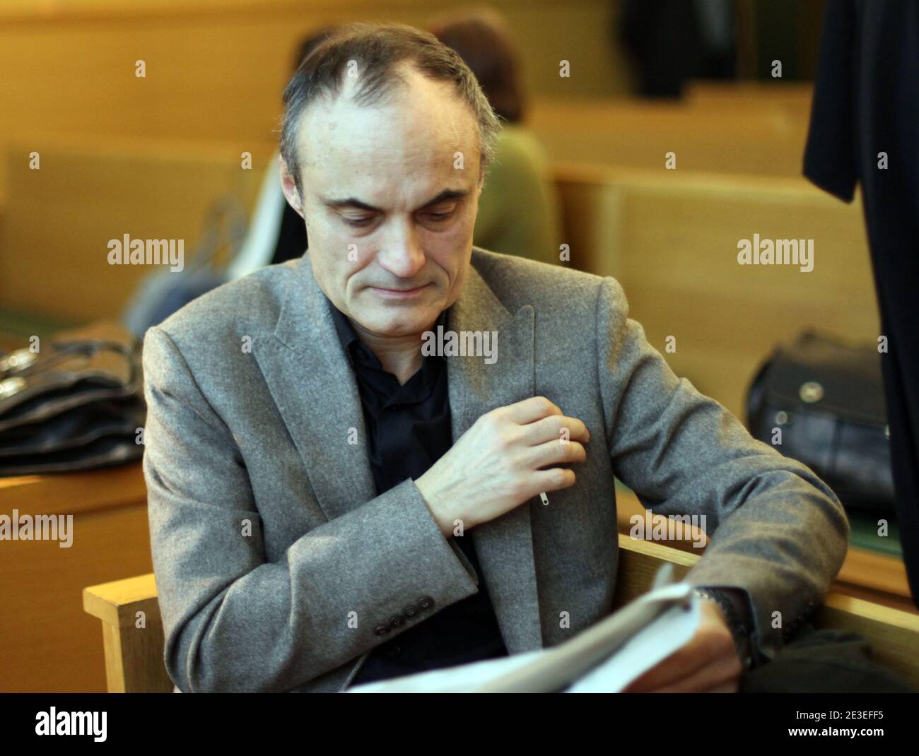 Philippe Val, rÀdacteur en chef de Charlie Hebdo, au Tribunal de Lyon, France le 27 janvier 2009, ou s'est ouvert le proces intente par la Licra au dessinateur Sine, ne Maurice Sinet, pour incitation À la haine raciale. Photo by Vincent Dargent/ABACAPRESS.COM Stock Photo