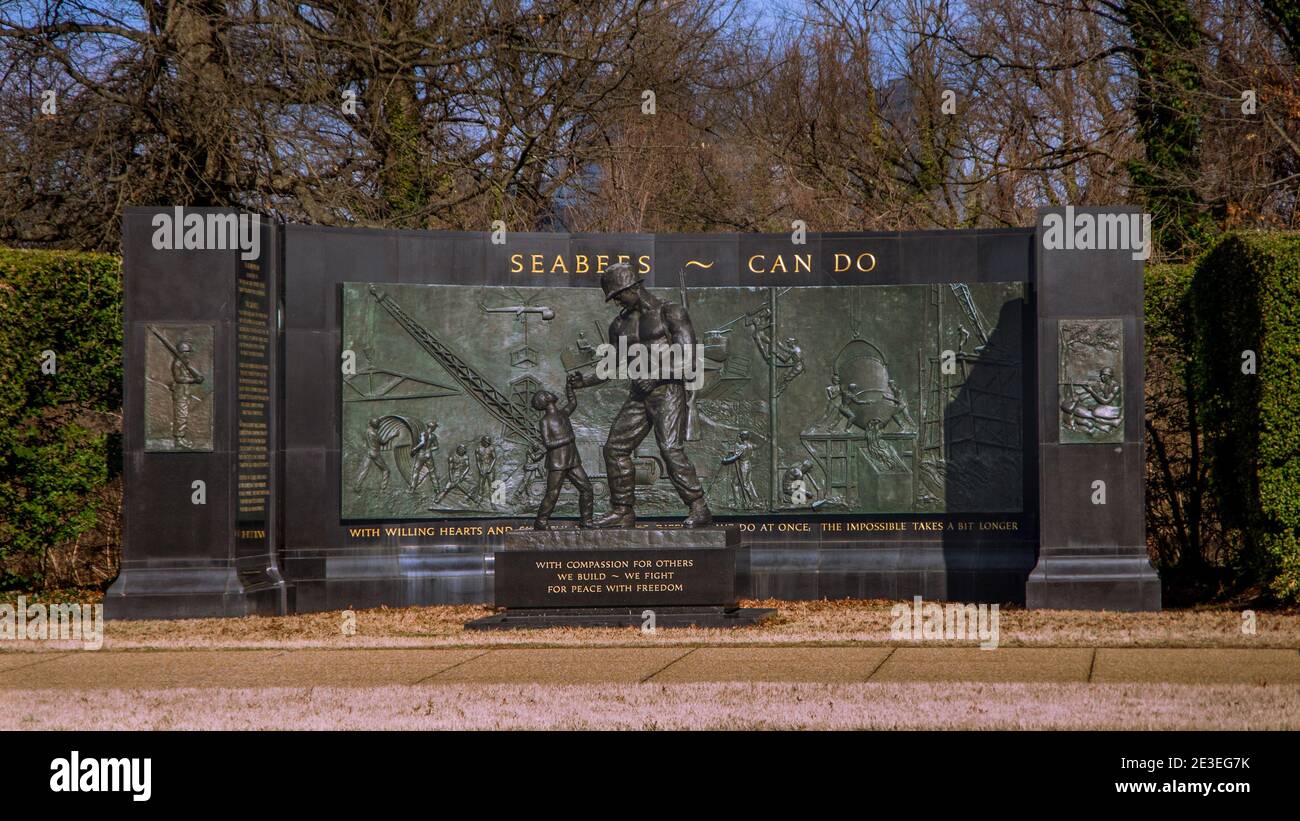 Washington DC—Feb 7, 2019; bronze statue of man helping child in center