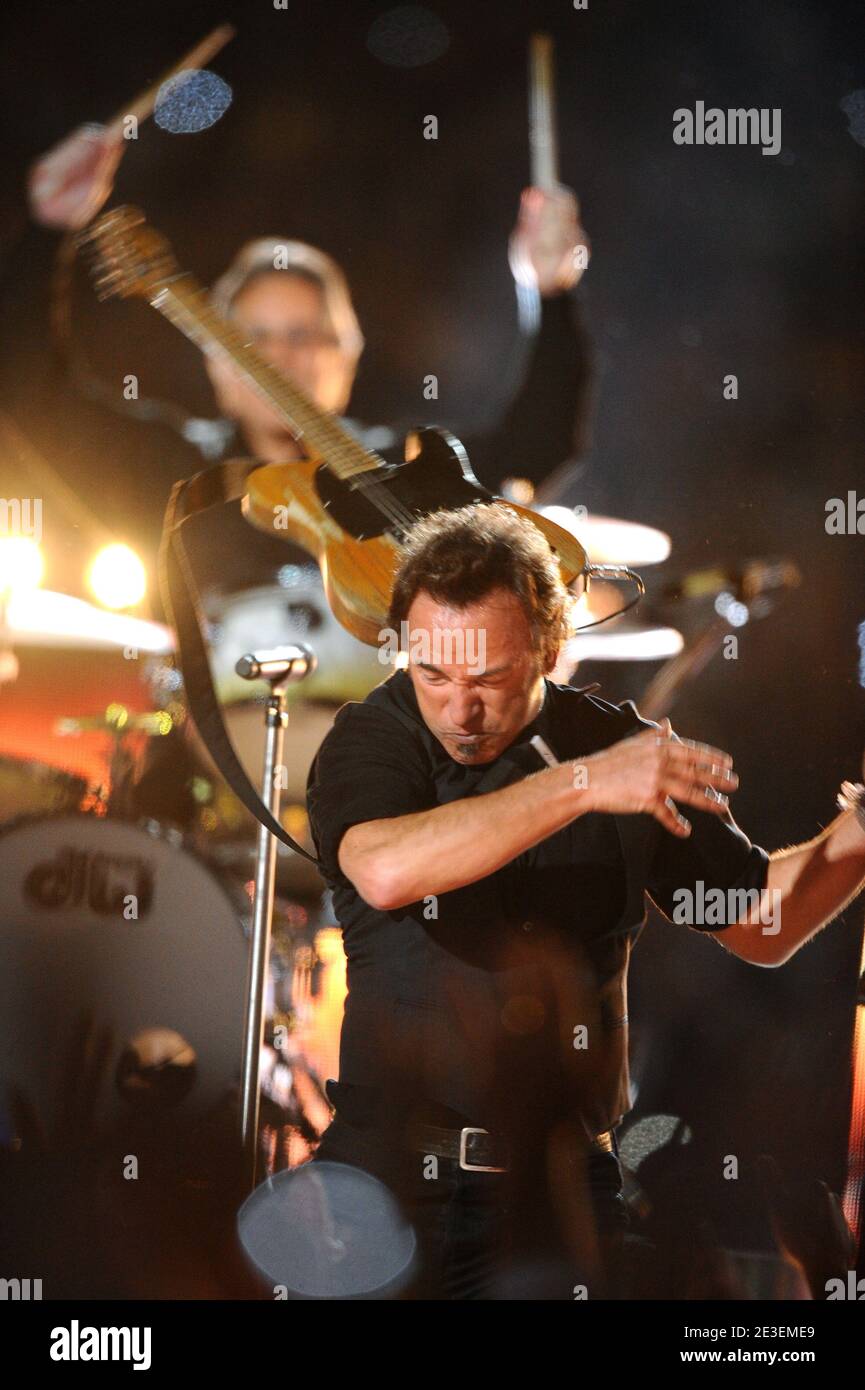 Bruce Springsteen performs at the Super Bowl XLIII. Tampa, Florida, USA