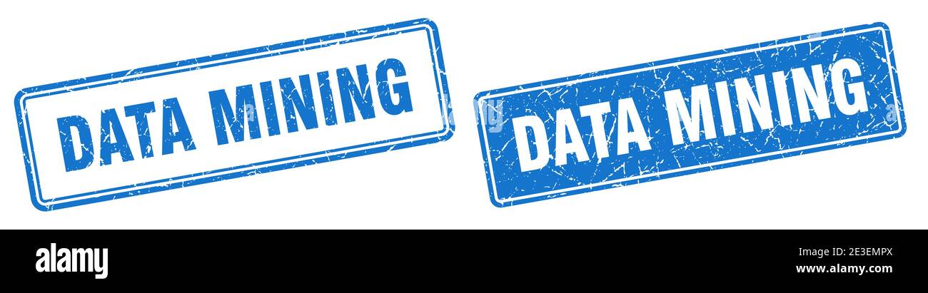 data mining square stamp. data mining grunge sign set Stock Vector