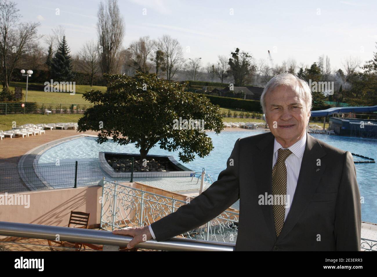 EXCLUSIVE. Former chairman and chief executive officer, AXA, Claude Bebear  poses at the private Health club '