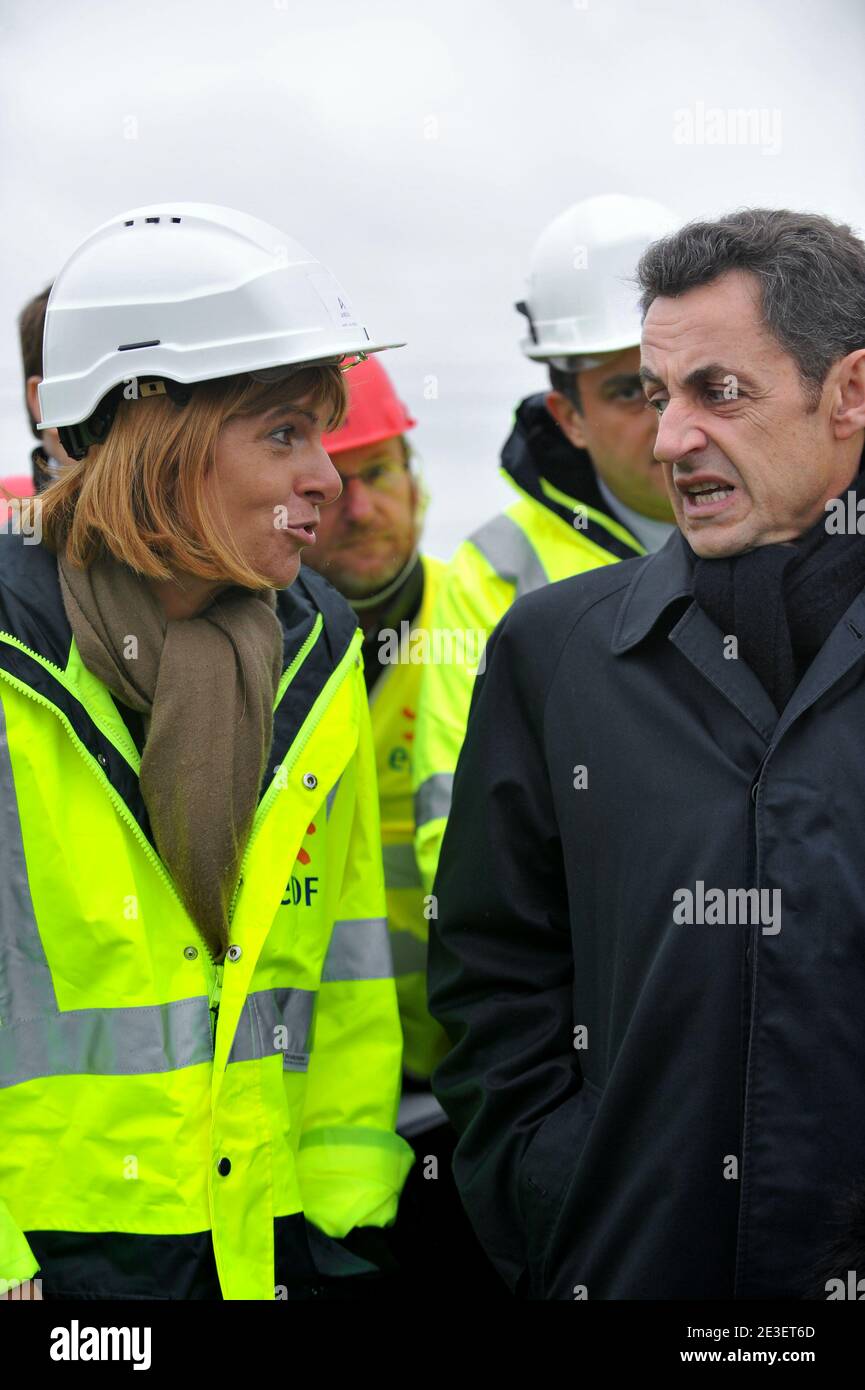 French president Nicolas Sarkozy and AREVA's CEO Anne Lauvergeon visit Flamanville EPR 3 Nuclear Power Plant, at Flamanville, on the Cotentin Peninsula, France, on February 6, 2009. Photo by Nicolas Gouhier/ABACAPRESS.COM Stock Photo