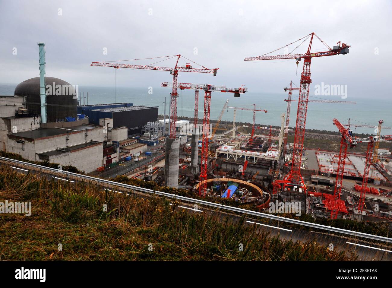 General view of Flamanville EPR 3 Nuclear Power Plant, at Flamanville, on the Cotentin Peninsula, France, on February 6, 2009. Photo by Nicolas Gouhier/ABACAPRESS.COM Stock Photo