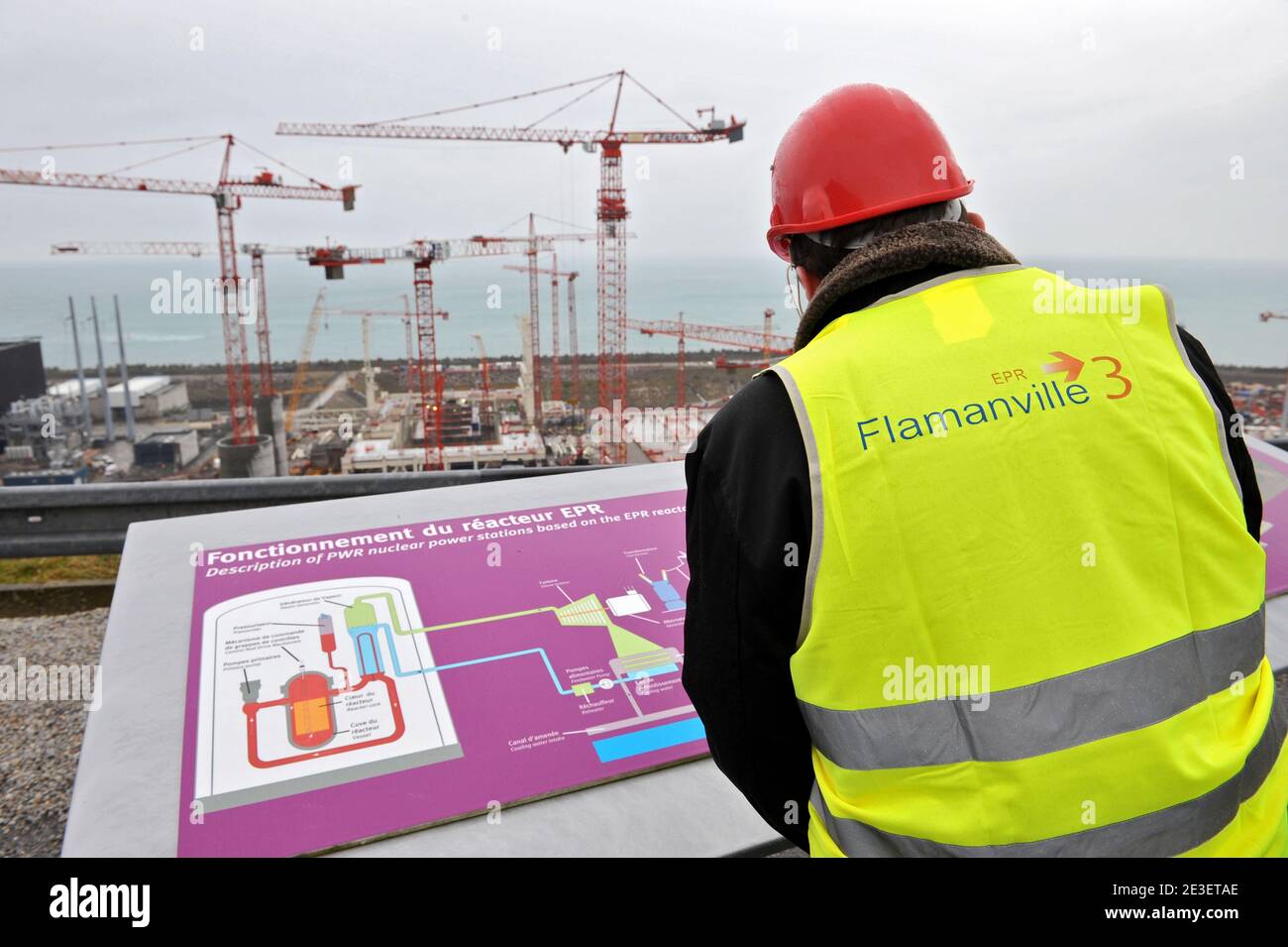 General view of Flamanville EPR 3 Nuclear Power Plant, at Flamanville, on the Cotentin Peninsula, France, on February 6, 2009. Photo by Nicolas Gouhier/ABACAPRESS.COM Stock Photo