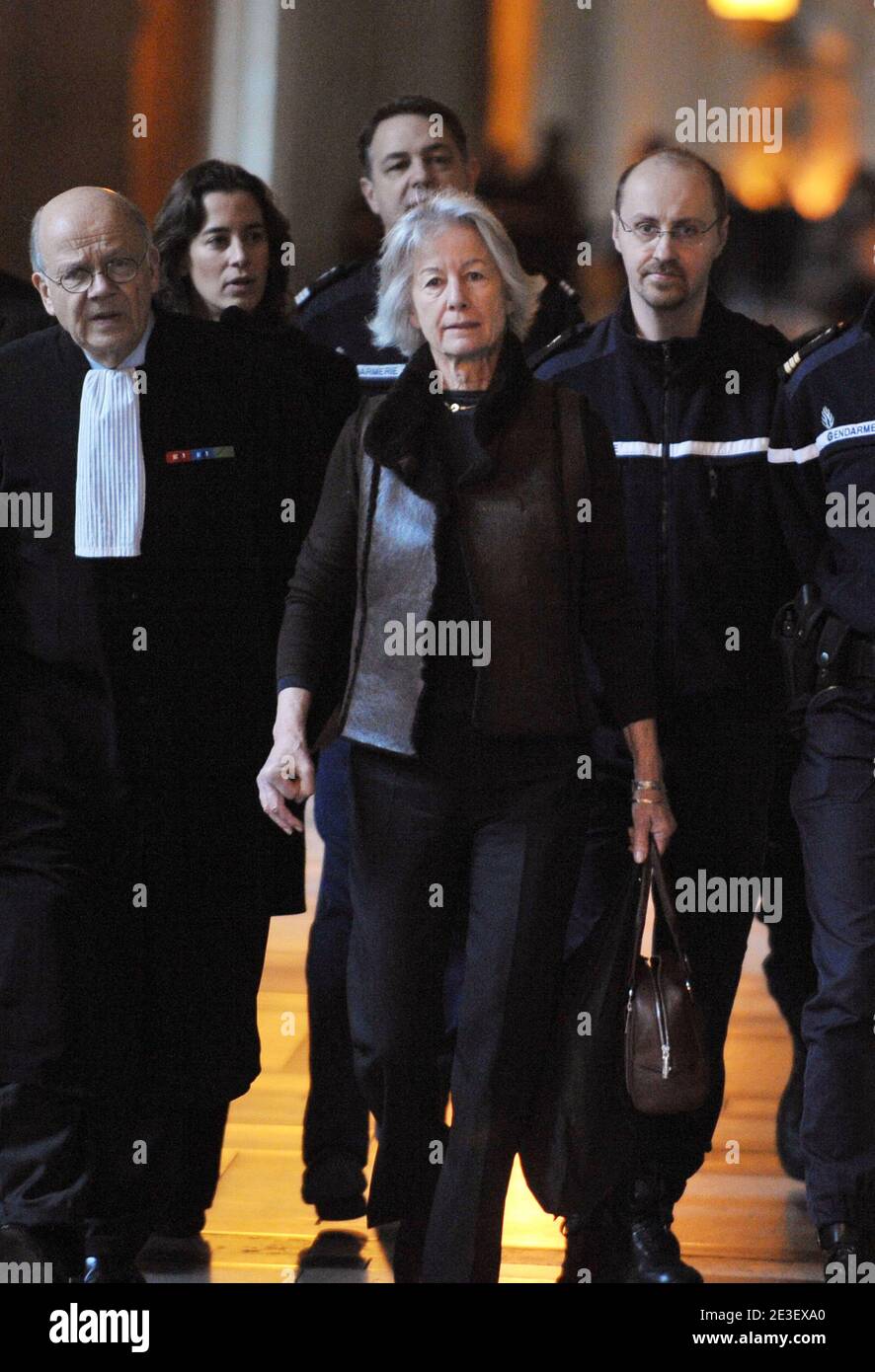 Dominique Erignac, widow of former French prefect Claude Erignac, arrives with her daughter and her lawyer Philippe Lemaire to the Paris courthouse to attend the Yvan Colonna Trial, in Paris, France, on February 9, 2009. Photo by Mousse/ABACAPRESS.COM Stock Photo
