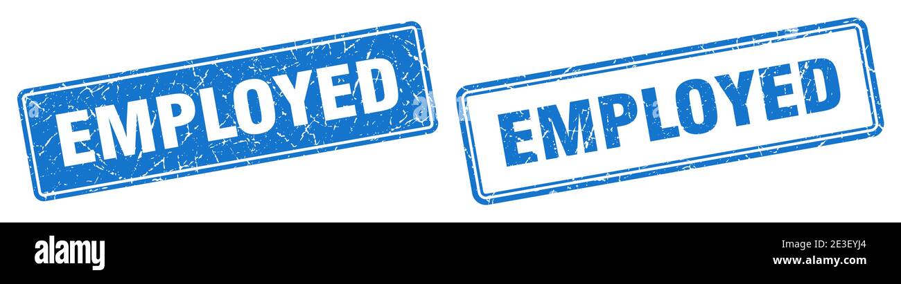 employed square stamp. employed grunge sign set Stock Vector