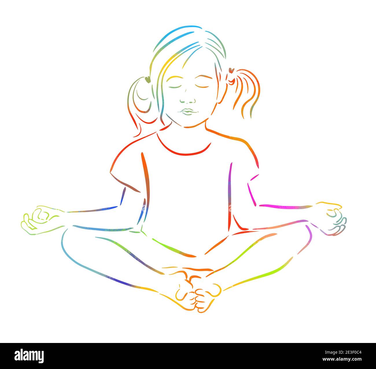How to Draw a Cute Girl Meditating - Girl Doing Yoga Easy Drawing