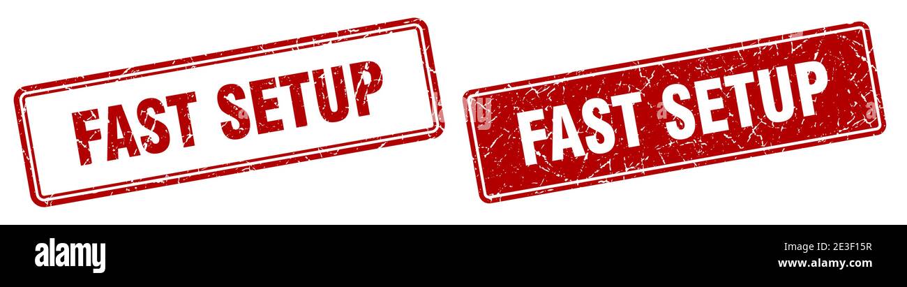 fast setup square stamp. fast setup grunge sign set Stock Vector