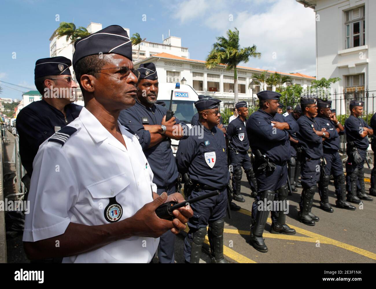 Policemen during the demonstration near the prefecture of Fortde