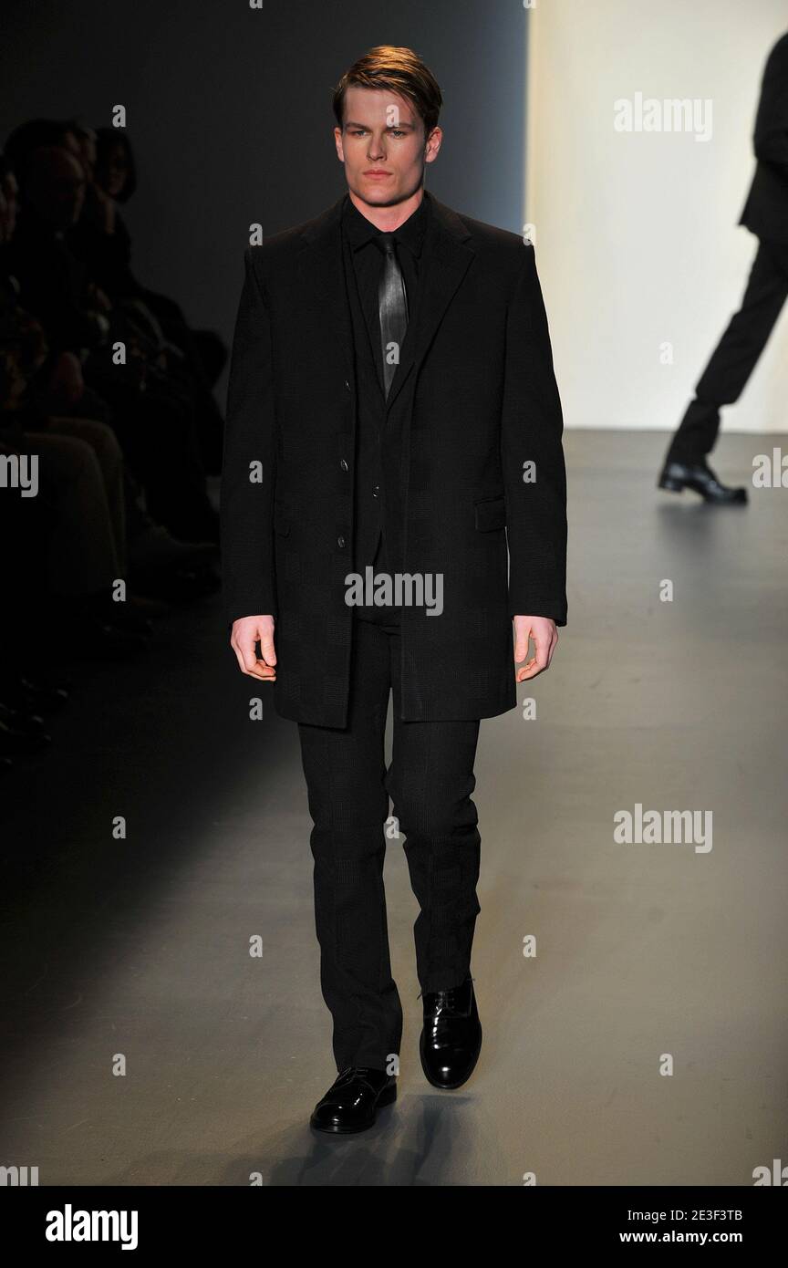 A model displays a creation by Calvin Klein Men's Collection during Mercedes Benz Fashion Week Fall 2009 at 205 W. 39th Street in New York City, NY, USA on February 15, 2009. A model displays a creation by Calvin Klein Men's Collection during Mercedes Benz Fashion Week Fall 2009 at 205 W. 39th Street in New York City, NY, USA on February 15, 2009.