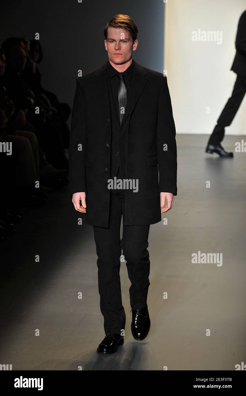 A model displays a creation by Calvin Klein Men's Collection during  Mercedes Benz Fashion Week Fall 2009 at 205 W. 39th Street in New York  City, NY, USA on February 15, 2009.