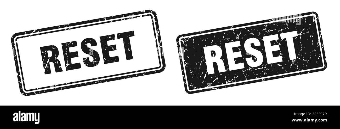 reset square stamp. reset grunge sign set Stock Vector