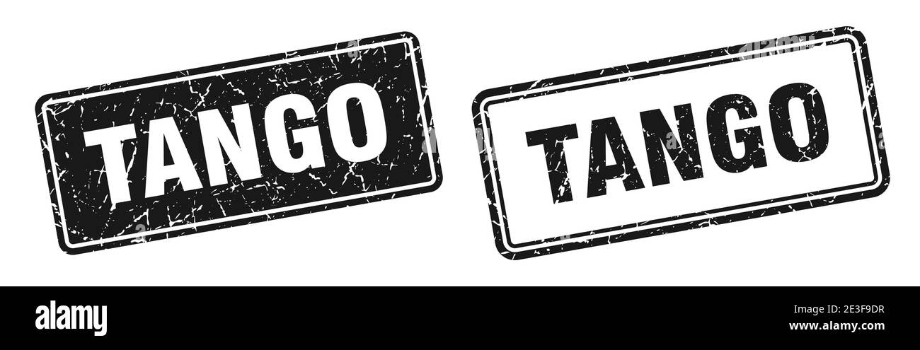 tango square stamp. tango grunge sign set Stock Vector