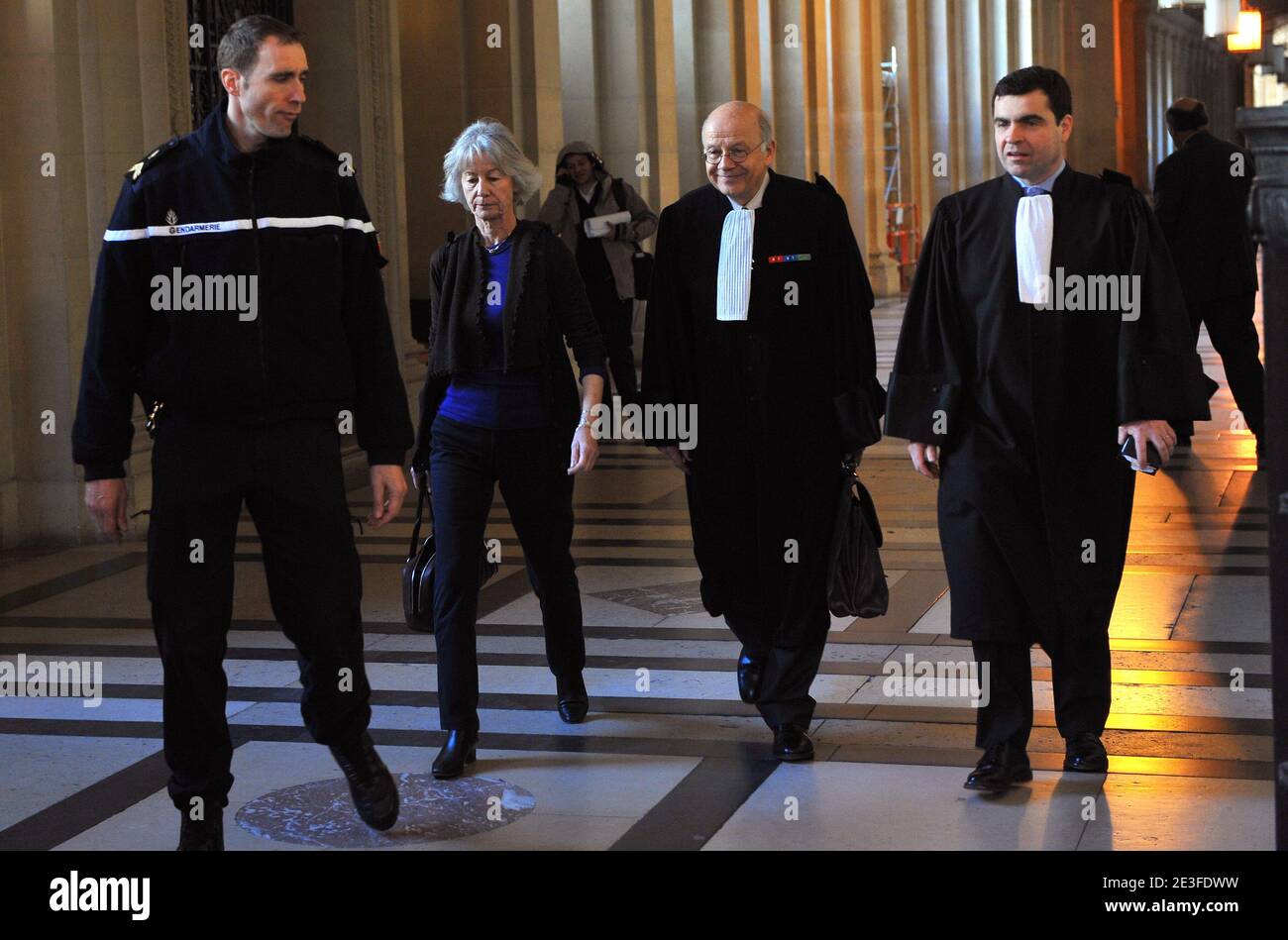 Dominique Erignac, widow of former French prefect Claude Erignac, arrives with her lawyer Philippe Lemaire at the Paris courthouse to attend the Yvan Colonna Trial, in Paris, France, on March 6, 2009. Photo by Mousse/ABACAPRESS.COM Stock Photo