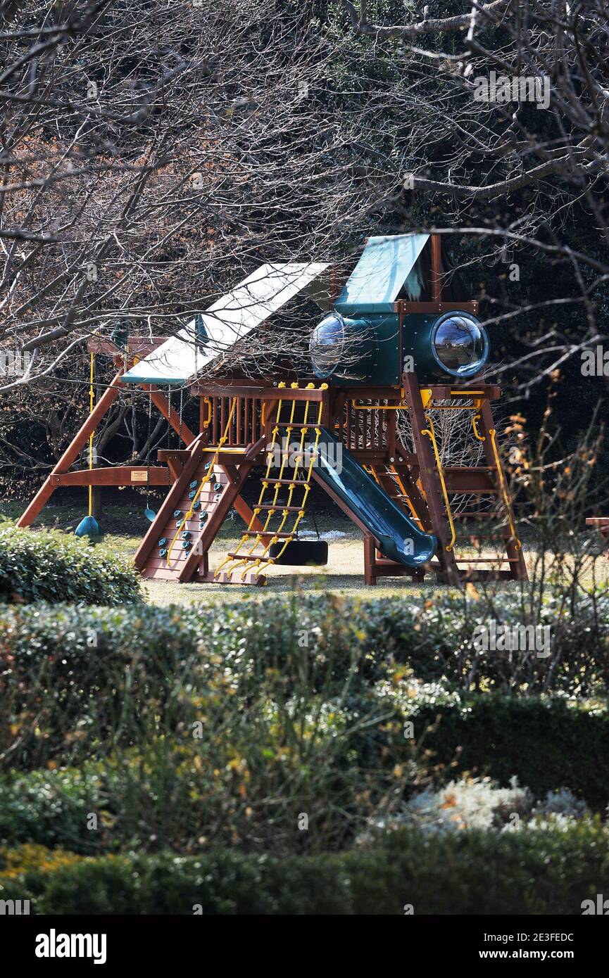 The new playground equipment installed on the lawn outside the Oval office for President Obama's daughters on March 6, 2009 in Washington, DC, USA. Photo by Olivier Douliery/ABACAPRESS.COM Stock Photo