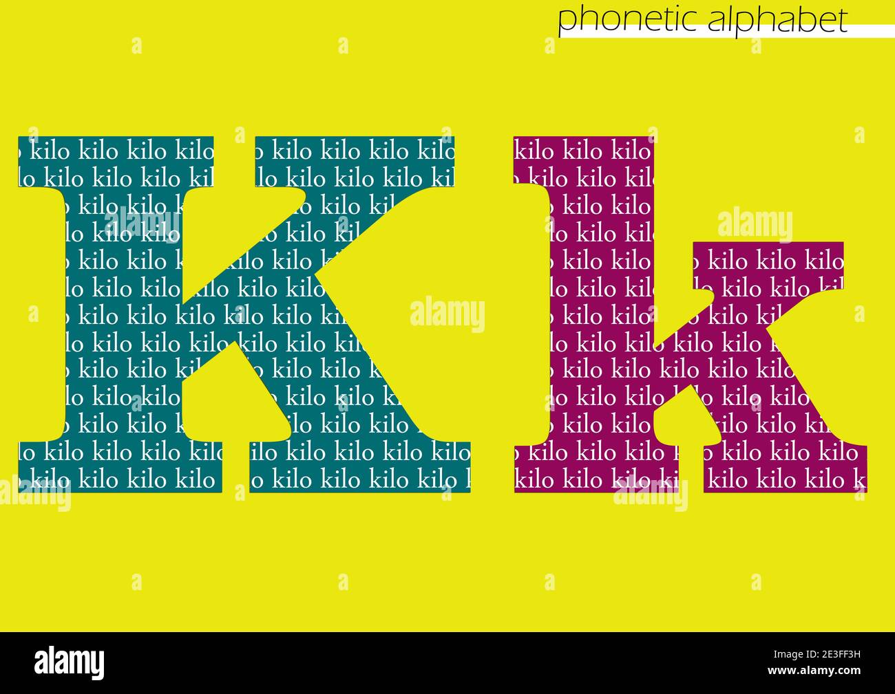 K (kilo) 3d illustration phonetic alphabet design for decoration with ...