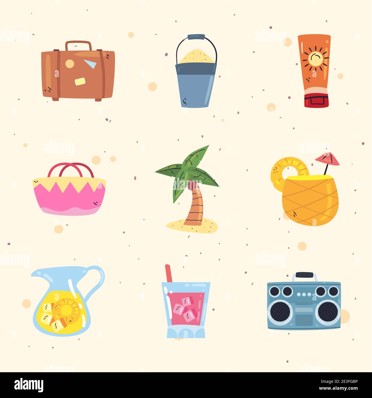 Summer flat style icon set design, vacation and tropical theme Vector ...