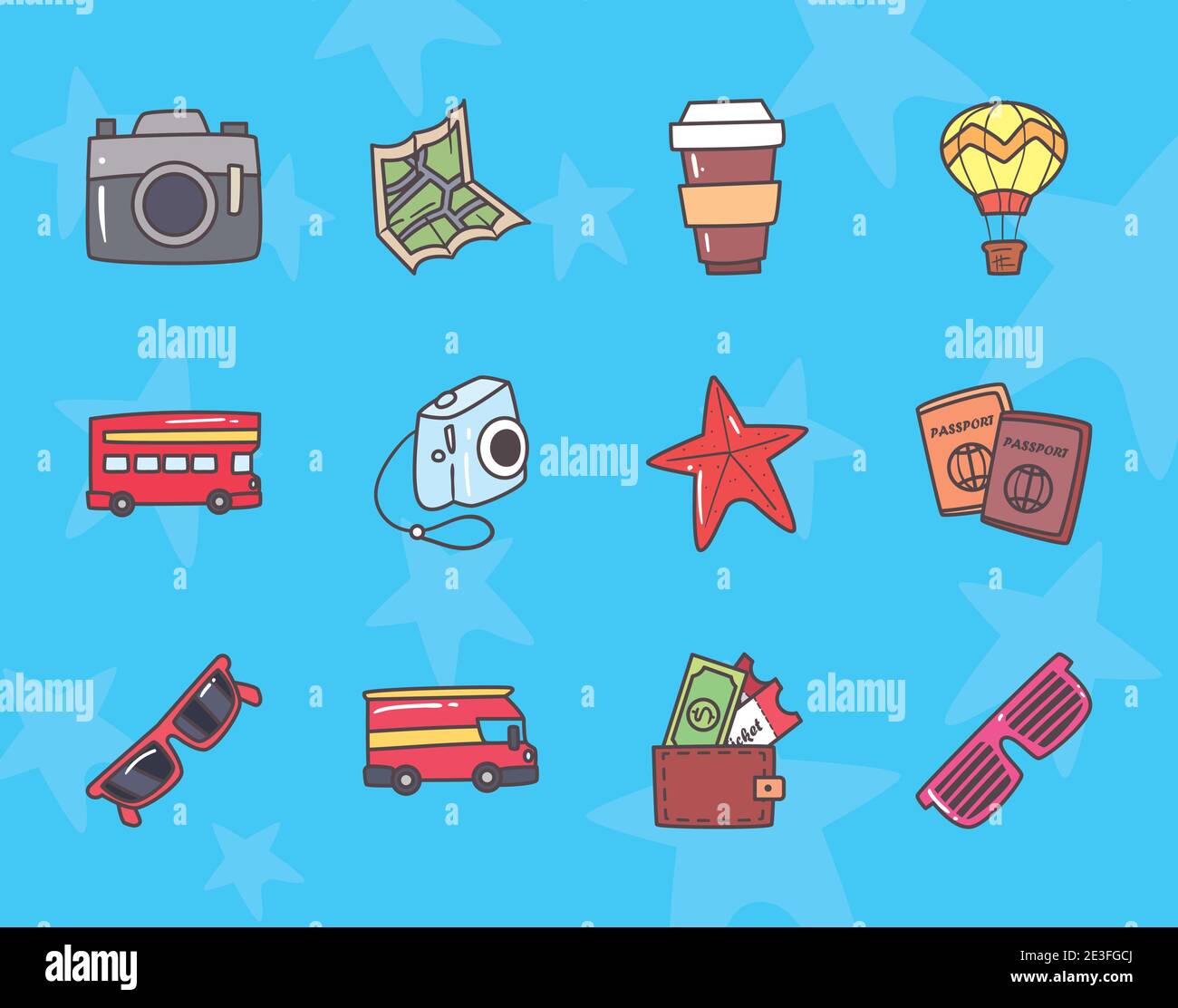 travel set icons design, trip tourism and journey theme Vector ...