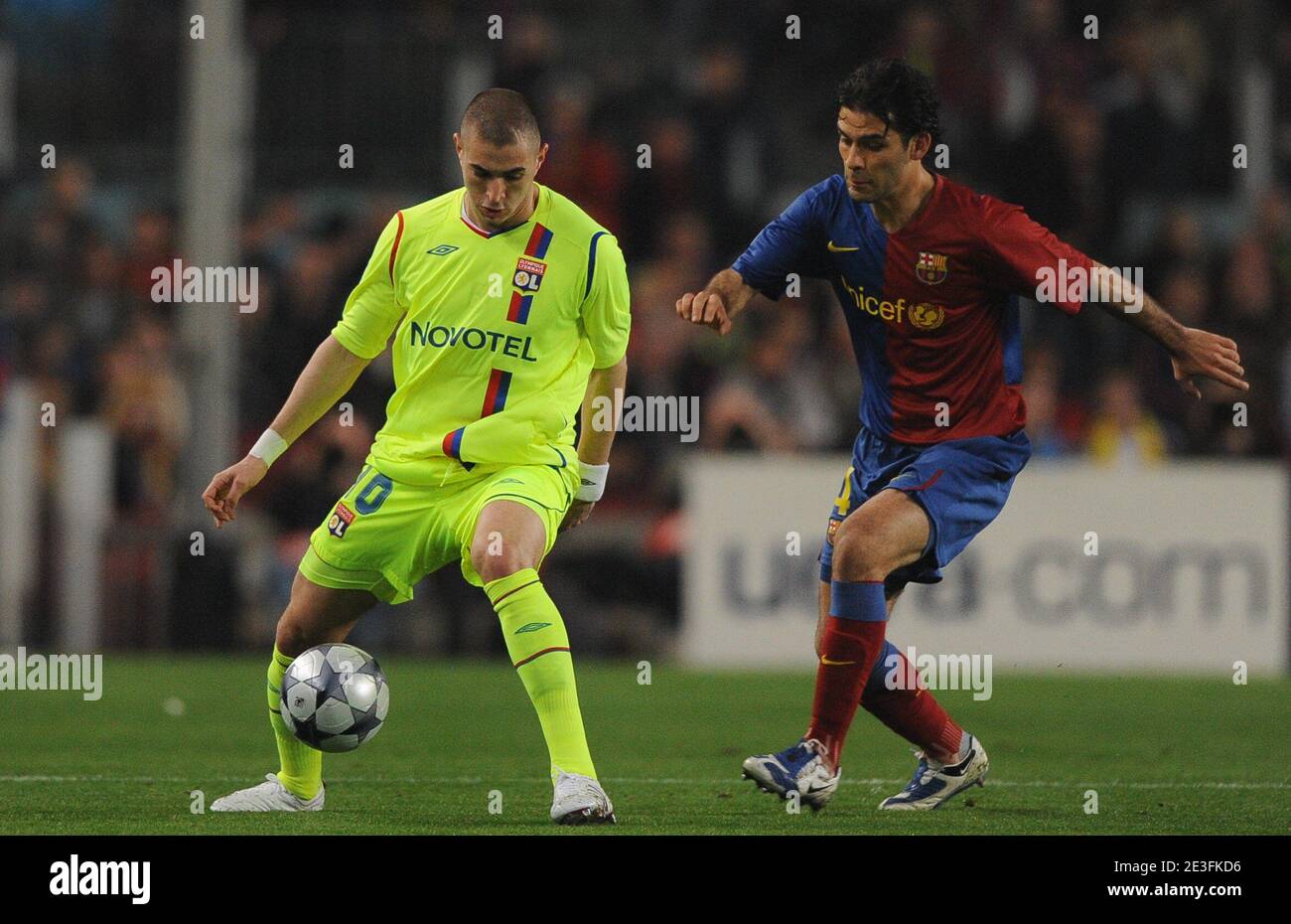 Lyon's Karim Benzema during the Champions League second leg first knockout  round soccer match, Barcelona vs Olympique Lyonnais at the Nou Camp, in  Barcelona, Spain on March 11, 2009. Barcelona won 5-2