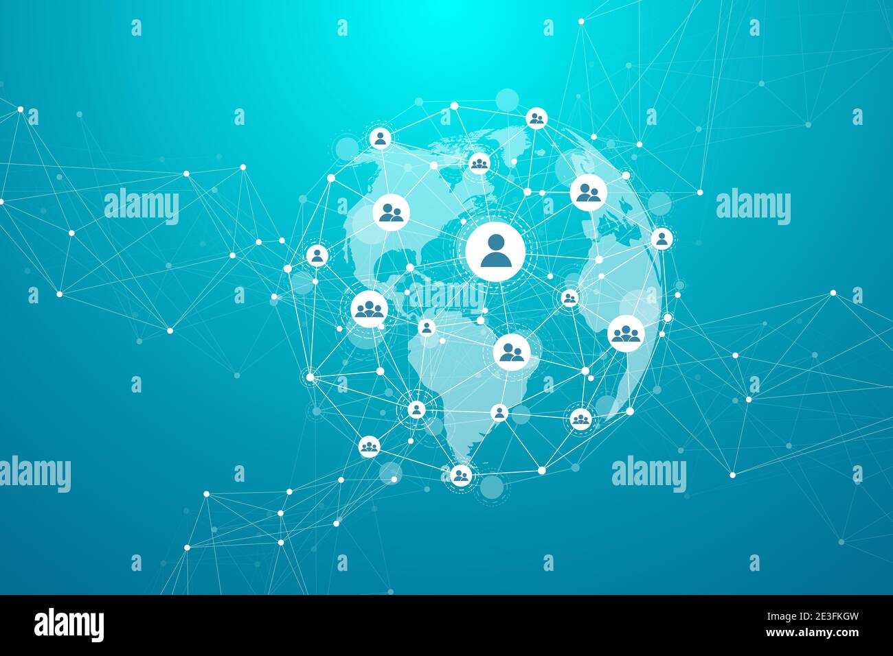 Global network connections with points and lines. Wireframe background. Abstract connection