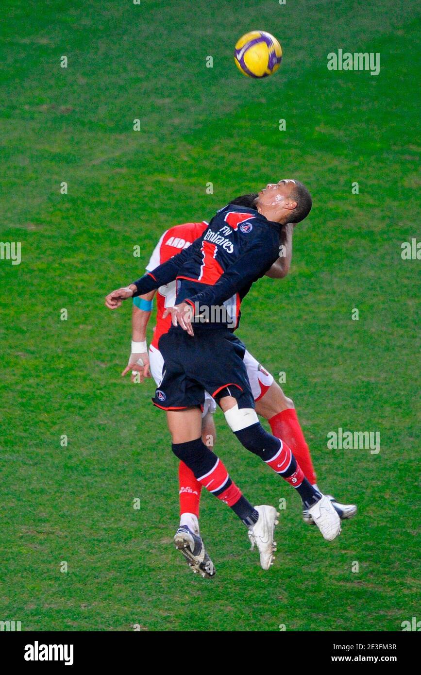 Guillaume Hoarau during the UEFA Cup 1/8 finals soccer match, PSG vs Braga at the Parc des Princes in Paris, France on March 12, 2009. PSG and Braga draw 0-0. Photo by Henri Szwarc/ABACAPRESS.COM Stock Photo