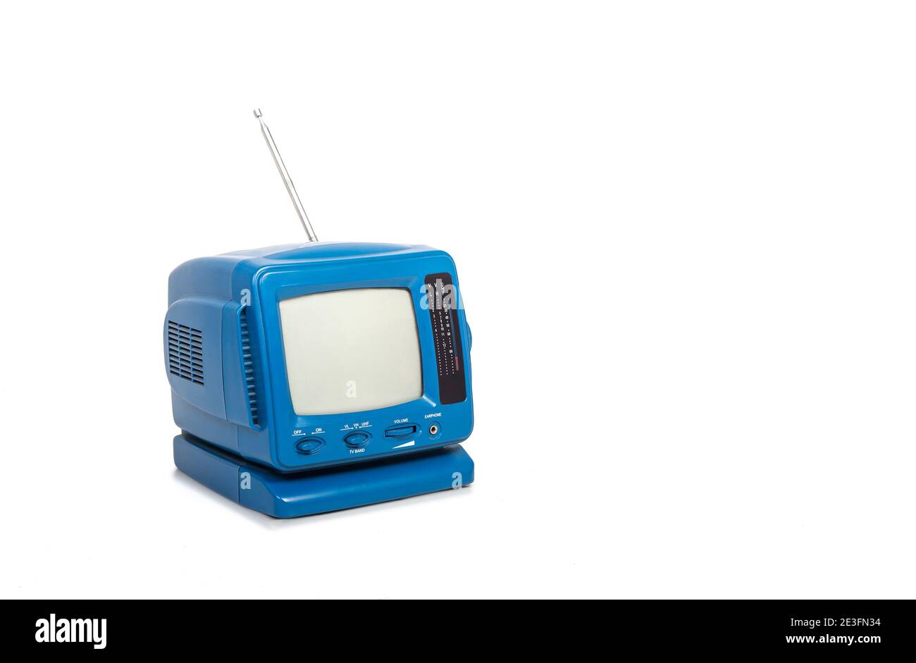 Retro, small blue television radio isolated on white background Stock Photo  - Alamy