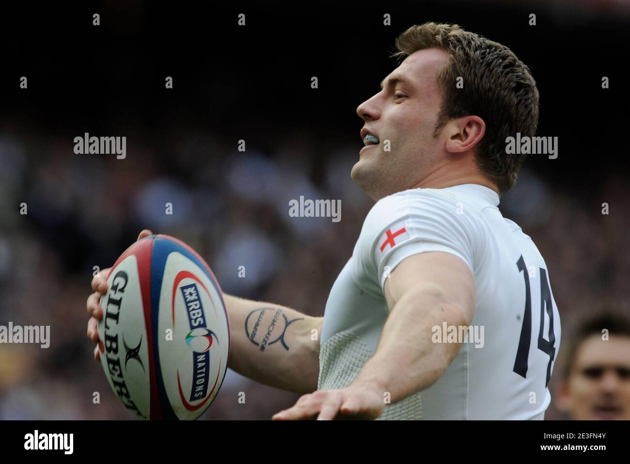 Joy after try by Mark Cueto during the RBS 6 Nations Championship 2009 Rugby match, England vs France at the Twickenham stadium in London, UK on March 15, 2009. England won 34-10. Photo by Henri Szwarc/ABACAPRESS.COM Stock Photo