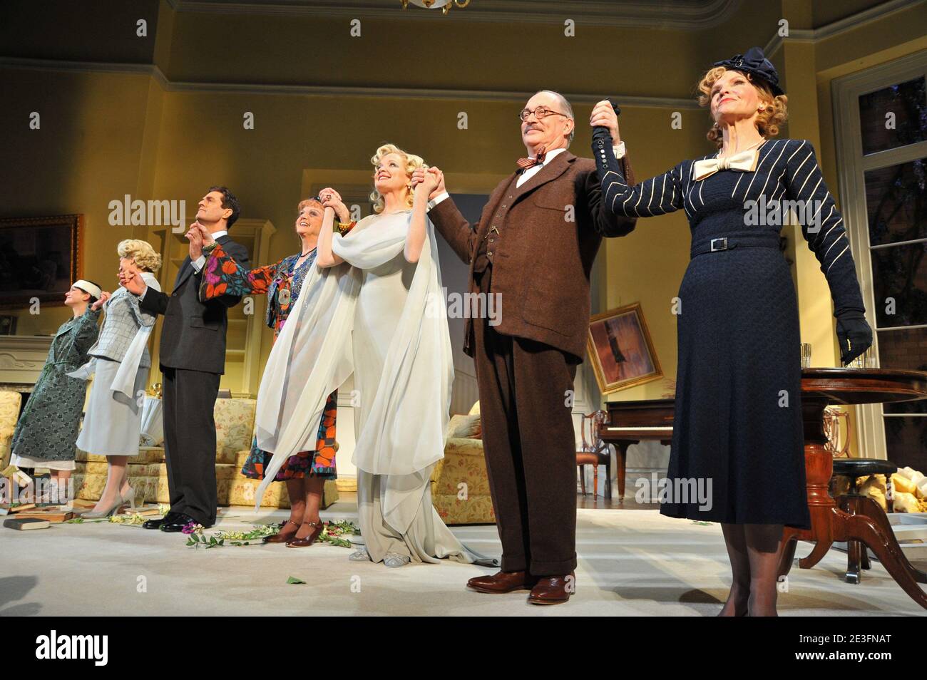 Actors Rupert Everett (3rd L) and Angela Lansbury (4th L) attend ...