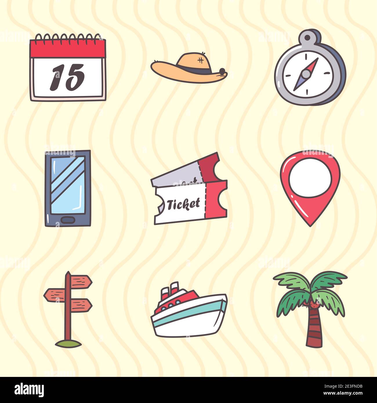 travel icons bundle design, trip tourism and journey theme Vector ...