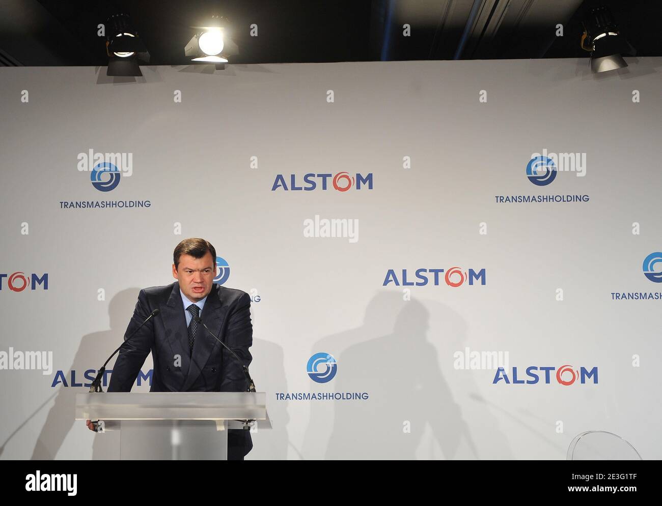 President of Transmashholding Andrei Bokarev delievers a speech during