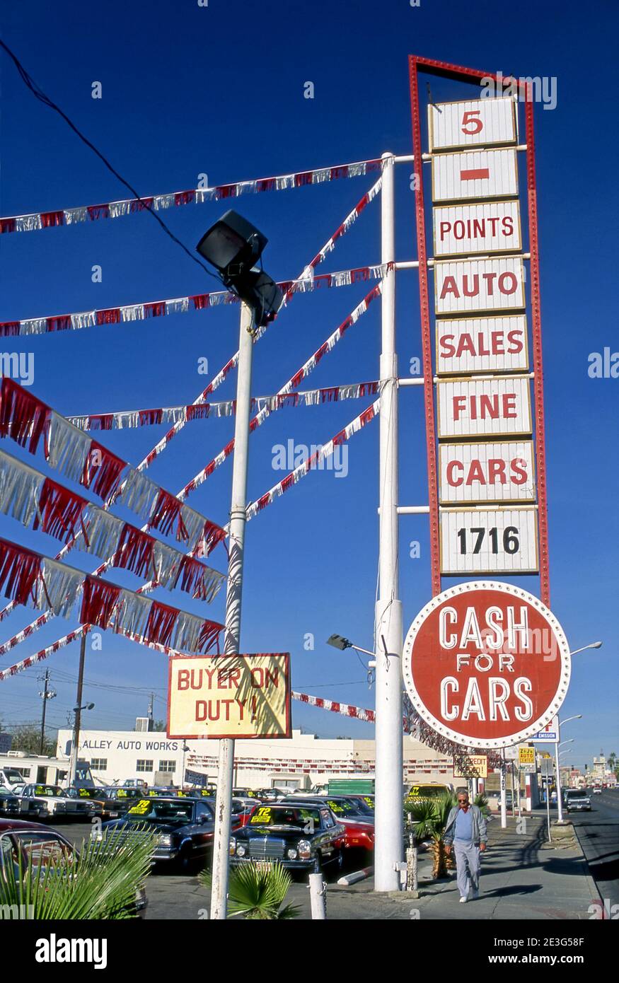 Used car lot on Fremont Street in Las Vegas, Nevada Stock Photo Alamy